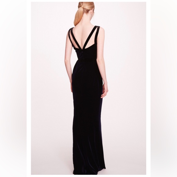 Marchesa Notte***Navy + Black Velvet Maxi Dress***Size 4 $895 CURRENT NWT - Picture 7 of 12